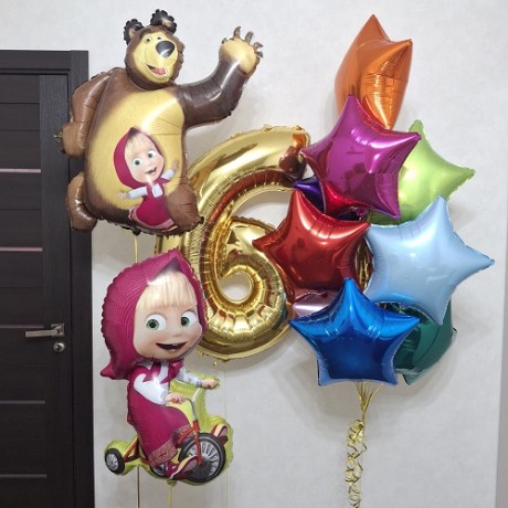 Комплект шаров на 6 лет "Маша и Медведь"